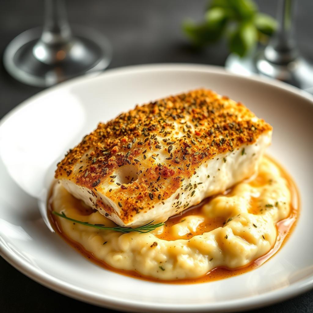Italian Herb-Crusted Cod with Cauliflower Mash Italian Herb-Crusted Cod with Cauliflower Mash