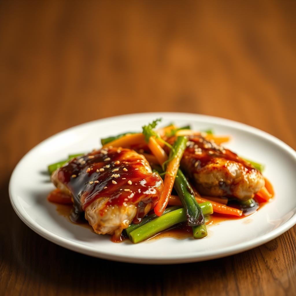 Teriyaki Glazed Chicken Thighs with Sesame Vegetables Teriyaki Glazed Chicken Thighs with Sesame Vegetables