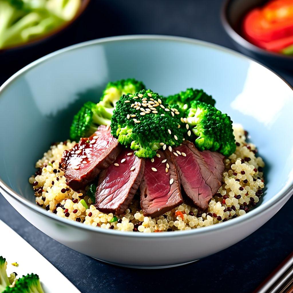 Korean-Style Lean Beef Bowl with Quinoa and Sesame Broccoli Korean-Style Lean Beef Bowl with Quinoa and Sesame Broccoli