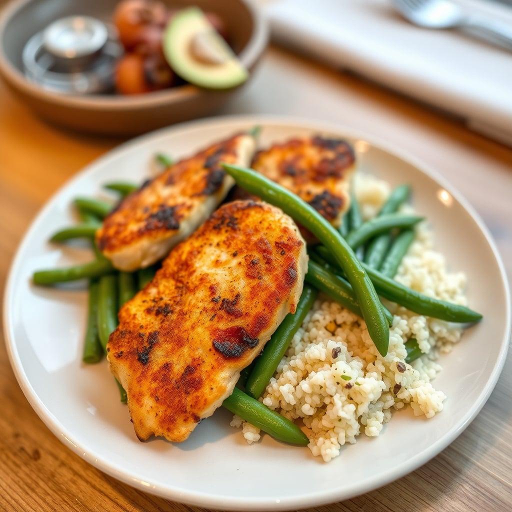 Pan-Seared Chicken Cutlets with Green Beans and Quinoa Pan-Seared Chicken Cutlets with Green Beans and Quinoa