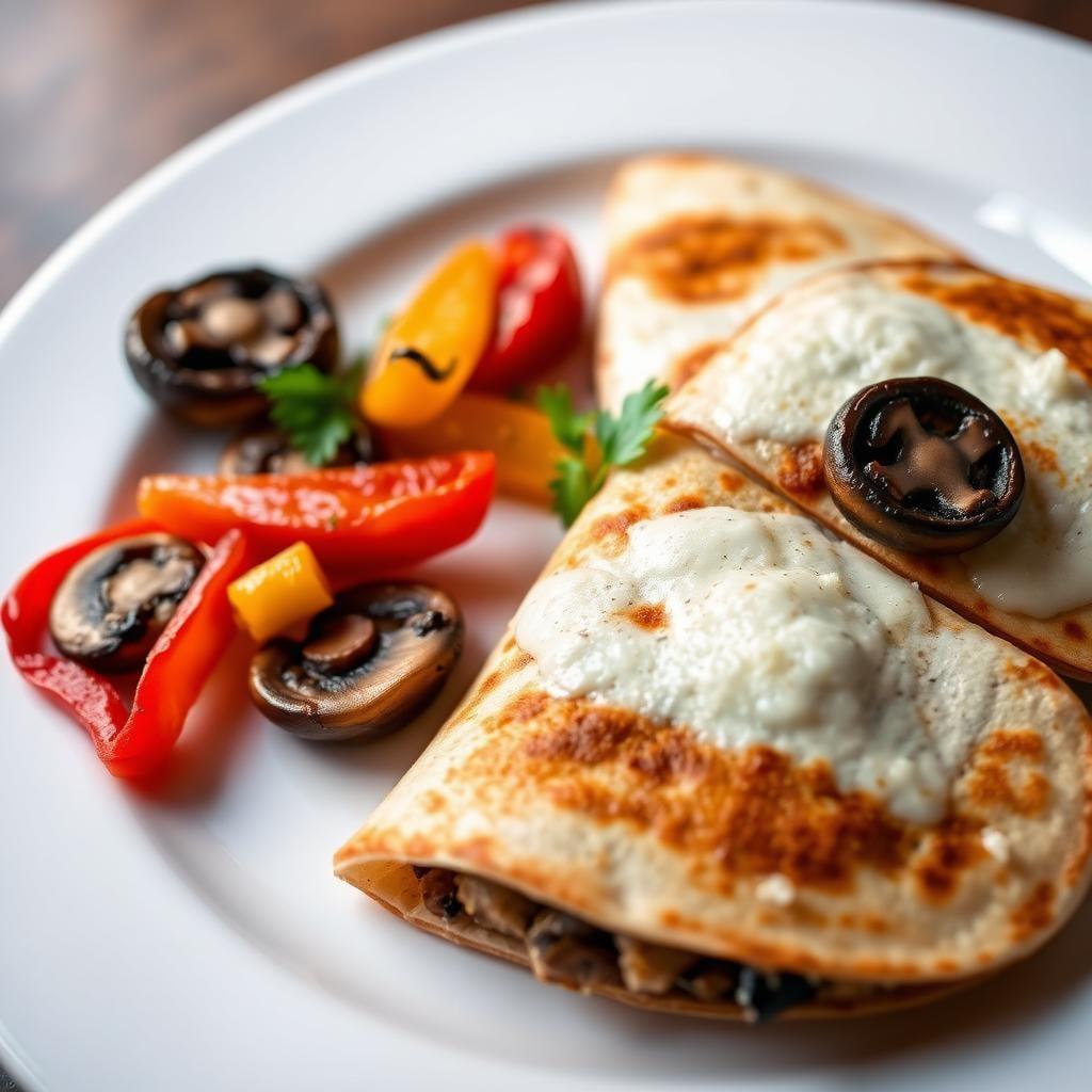 Mushroom & Cheese Quesadillas with Roasted Bell Peppers Mushroom & Cheese Quesadillas with Roasted Bell Peppers