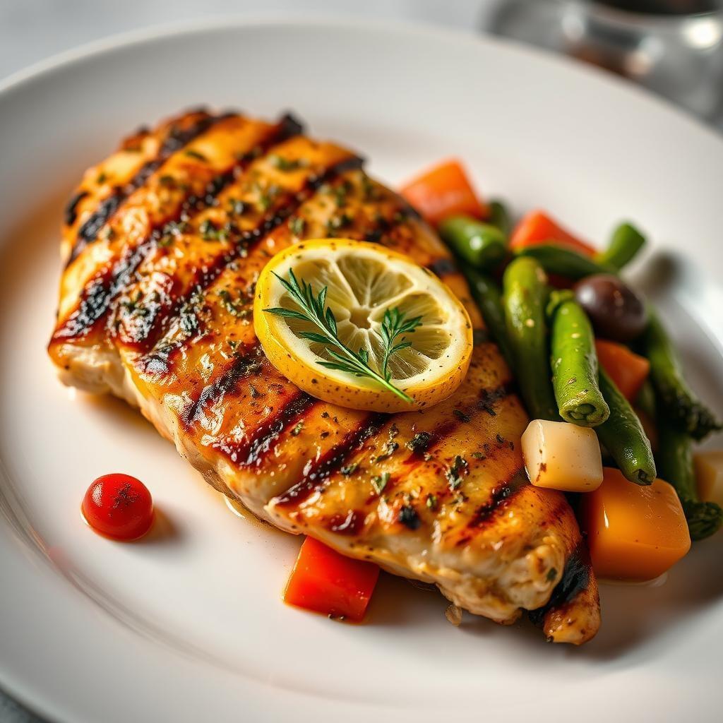 Grilled Oregano Lemon Chicken with Greek Vegetable Medley Grilled Oregano Lemon Chicken with Greek Vegetable Medley