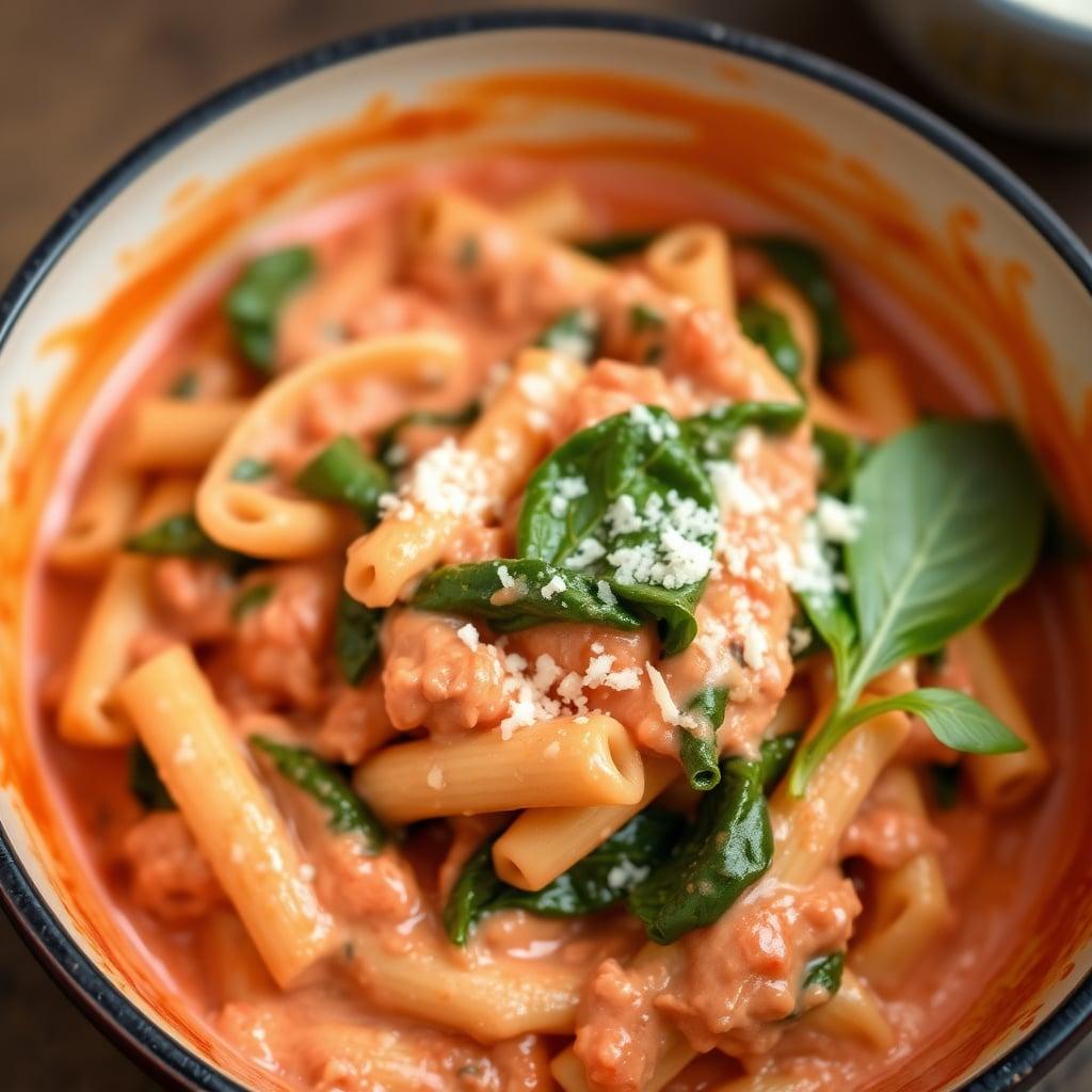 One-Pot Creamy Tomato and Garlic Penne with Spinach One-Pot Creamy Tomato and Garlic Penne with Spinach