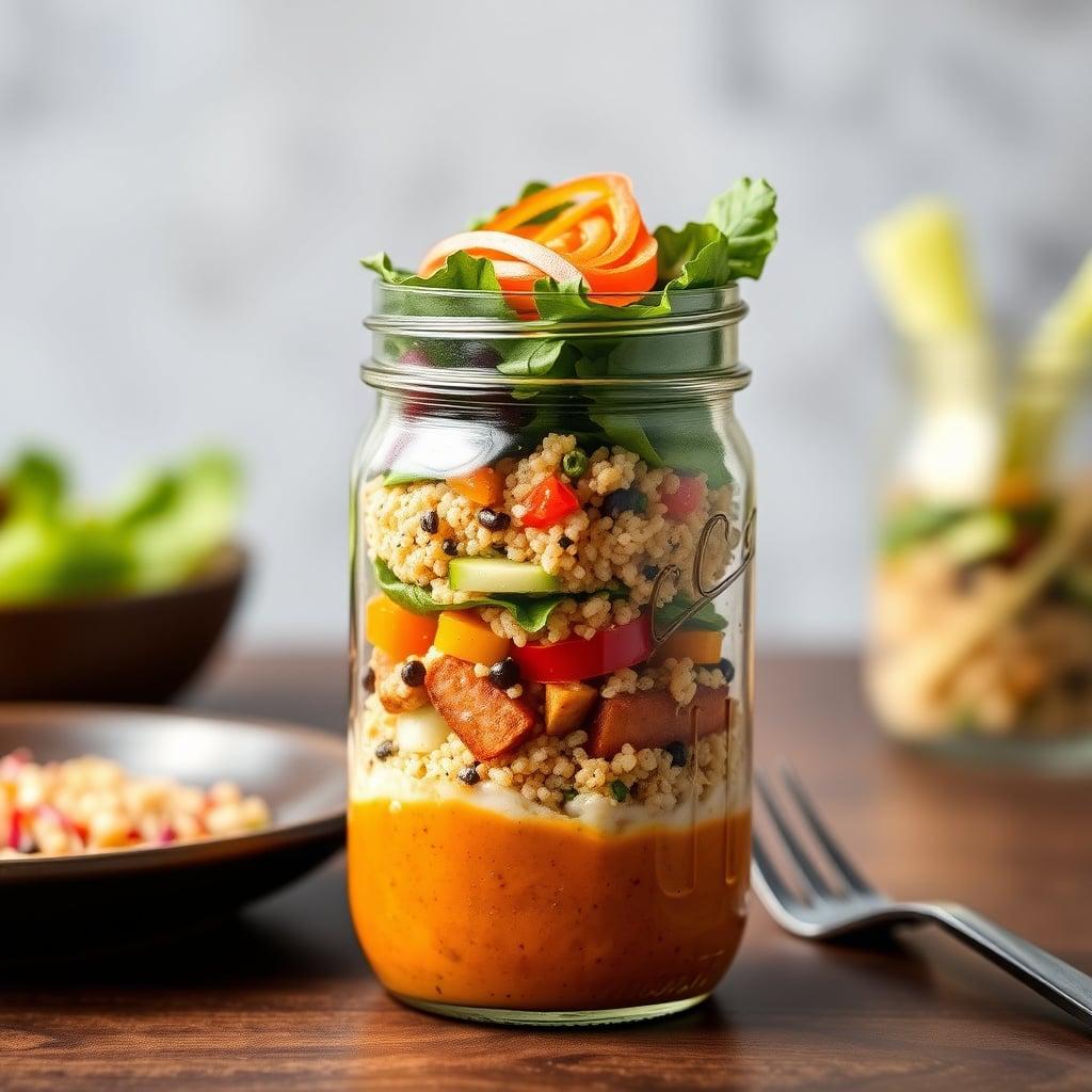 Jar Salad with Microwave Quinoa Jar Salad with Microwave Quinoa