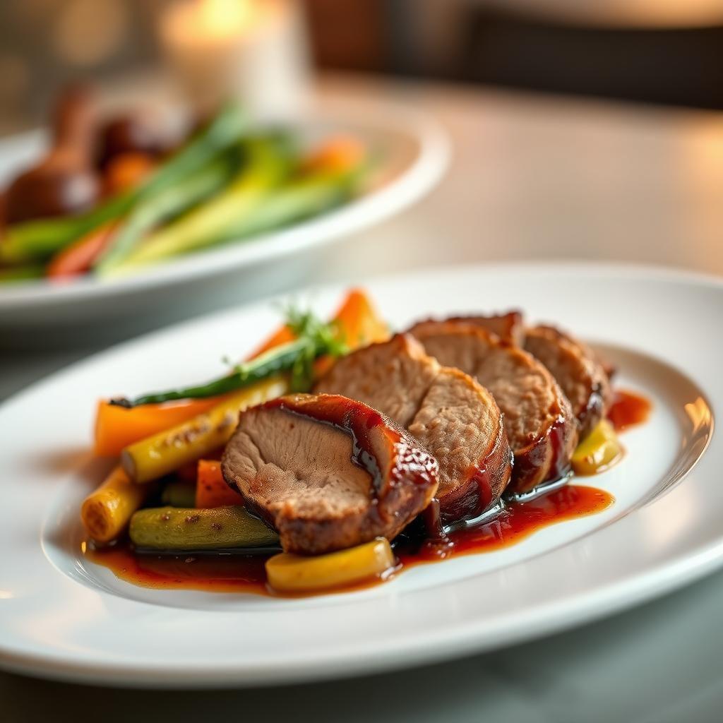Balsamic Glazed Pork Tenderloin with Roasted Vegetables Balsamic Glazed Pork Tenderloin with Roasted Vegetables