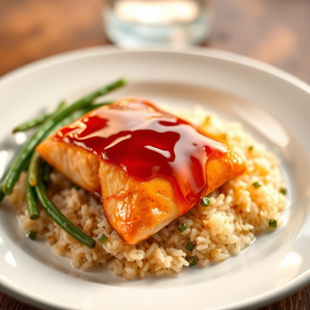 Honey Glazed Salmon with Ginger Jasmine Rice Honey Glazed Salmon with Ginger Jasmine Rice