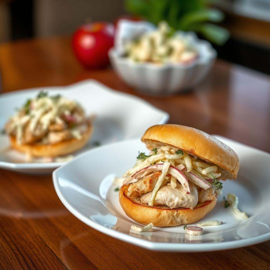 Herb-Roasted Chicken Salad Sandwiches with Apple Slaw