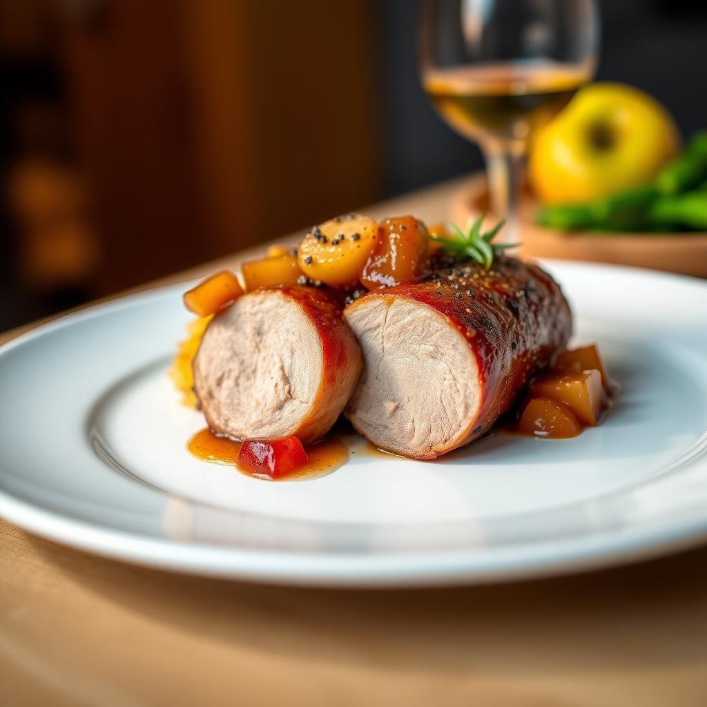 Maple-Glazed Pork Tenderloin with Apple Compote Maple-Glazed Pork Tenderloin with Apple Compote