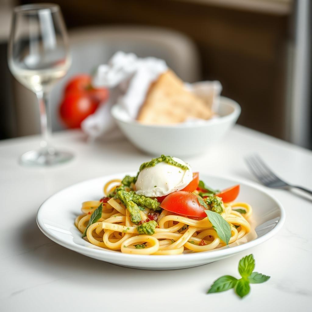 Caprese Pasta Salad with Pesto Dressing