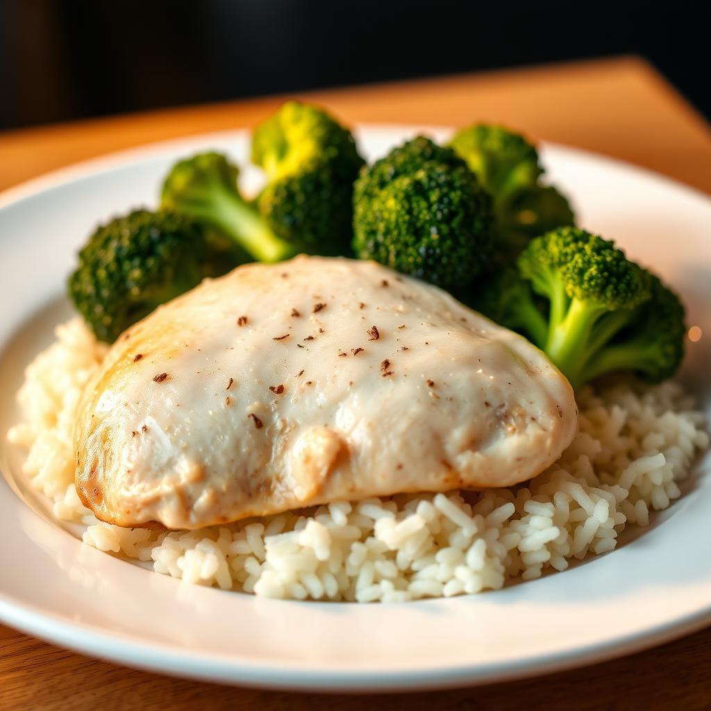 Baked Chicken with Rice and Broccoli