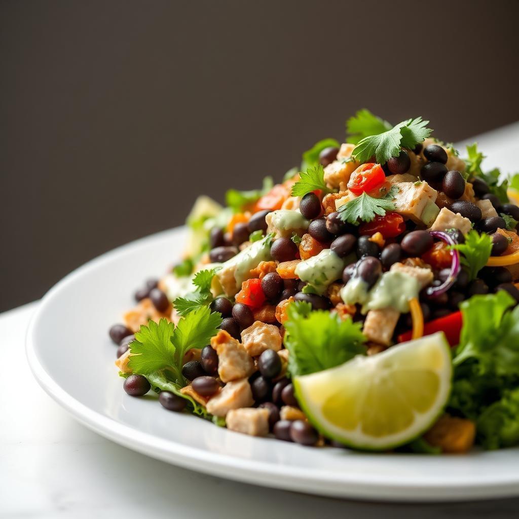 Smoky Black Bean & Turkey Taco Salad with Cilantro Lime Dressing