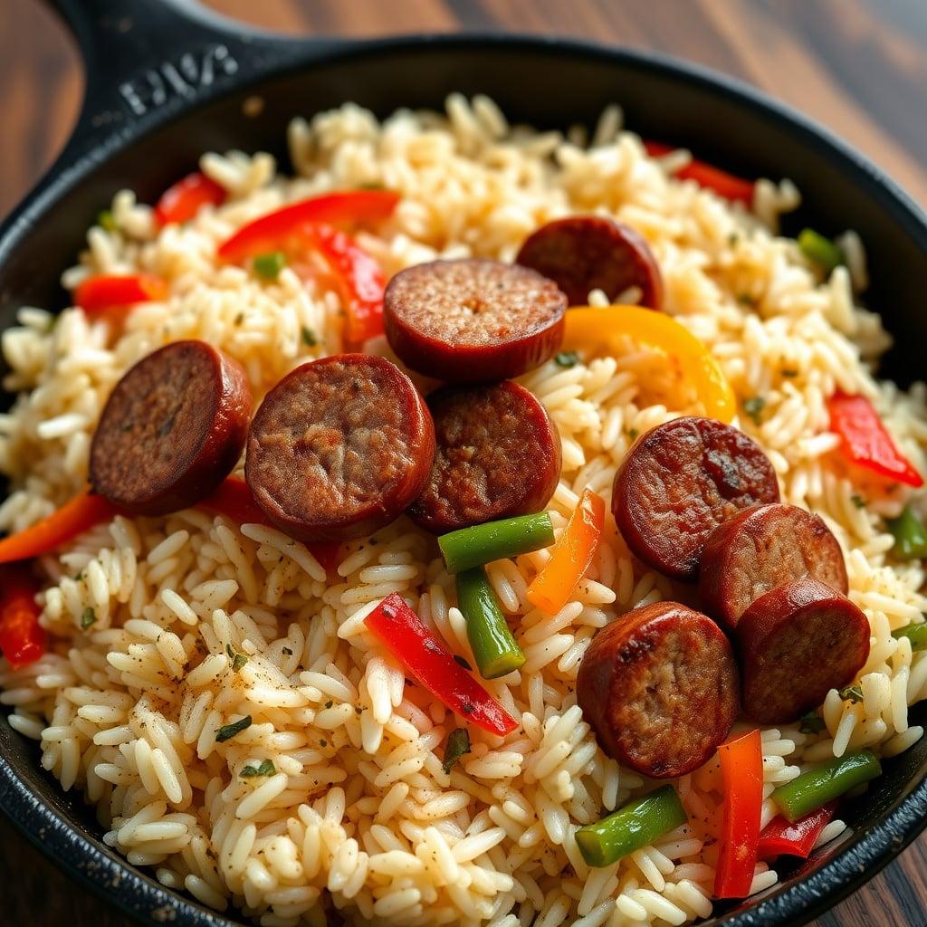 Cajun Smoked Sausage and Pepper Rice Skillet Cajun Smoked Sausage and Pepper Rice Skillet