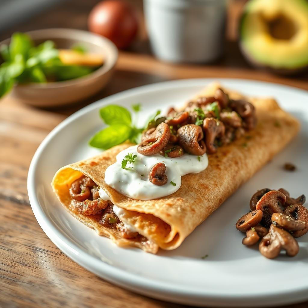 Savory Buckwheat Crêpes with Wild Mushroom Ragout and Herbed Crème Fraîche Savory Buckwheat Crêpes with Wild Mushroom Ragout and Herbed Crème Fraîche