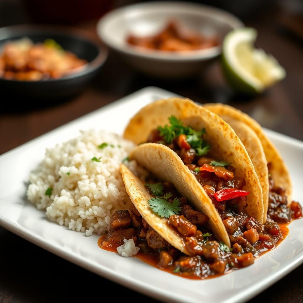 Slow Cooker Birria Tacos with Cilantro Rice Slow Cooker Birria Tacos with Cilantro Rice