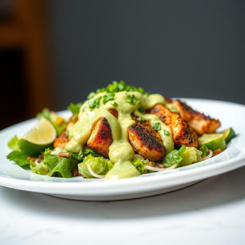 Cajun Blackened Chicken Salad with Avocado Lime Dressing