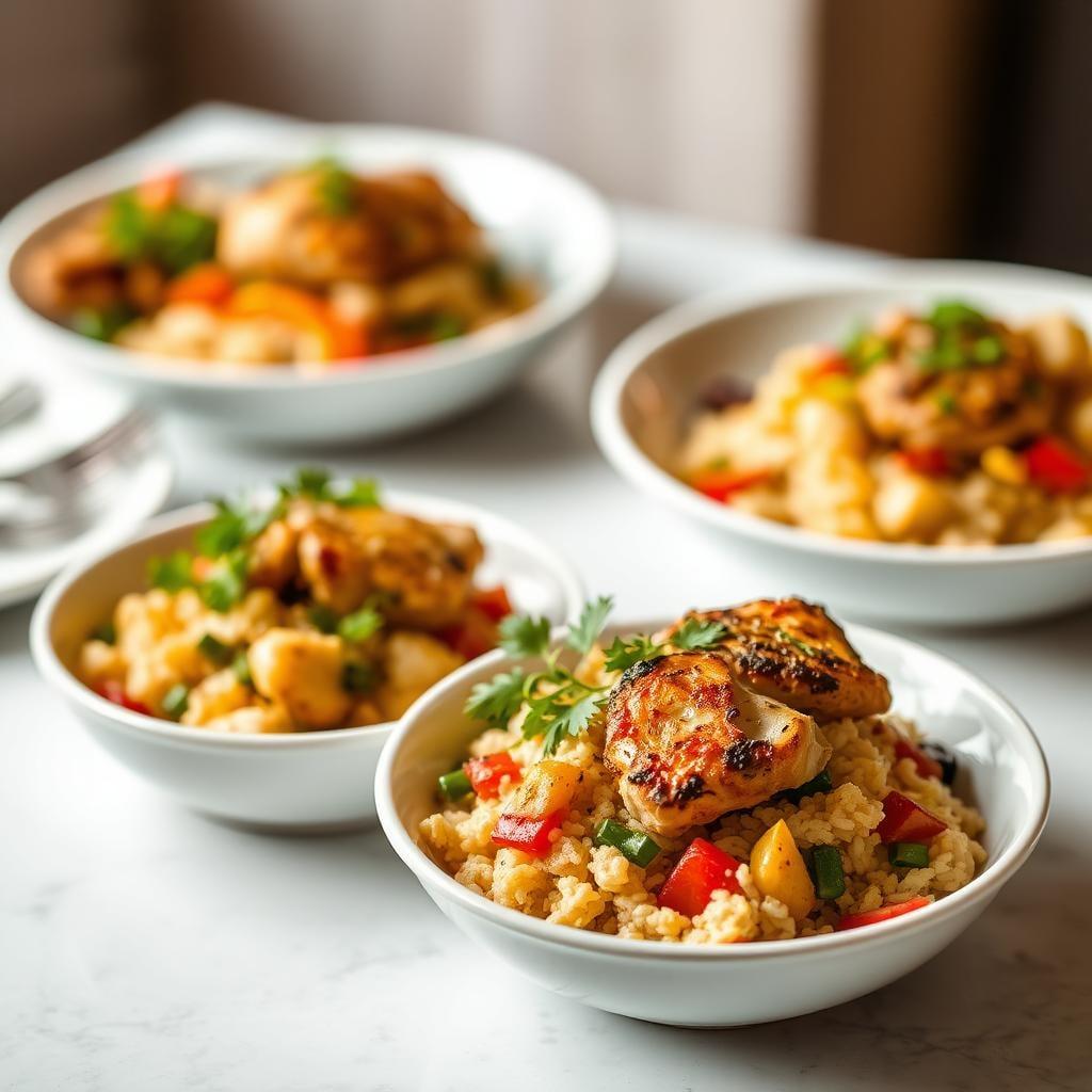 Easy Baked Chicken & Vegetable Rice Bowls Easy Baked Chicken & Vegetable Rice Bowls