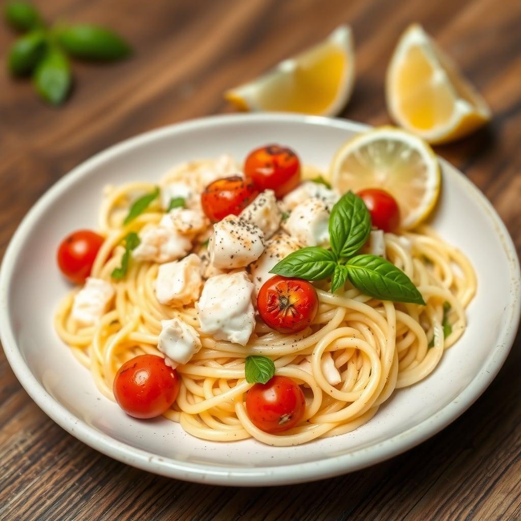Garlic Butter Dungeness Crab Linguine with Charred Cherry Tomatoes and Basil Garlic Butter Dungeness Crab Linguine with Charred Cherry Tomatoes and Basil