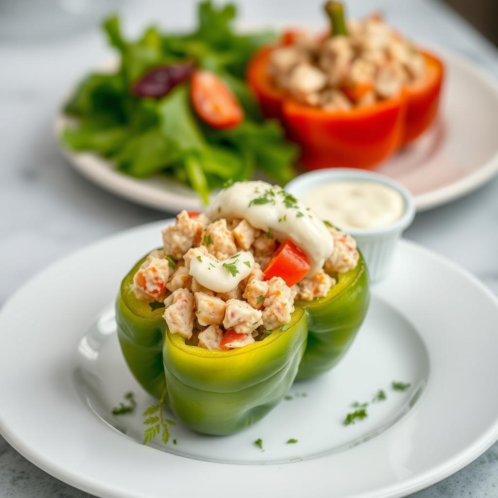 Tuna Salad-Stuffed Bell Peppers with Dill Aioli Tuna Salad-Stuffed Bell Peppers with Dill Aioli