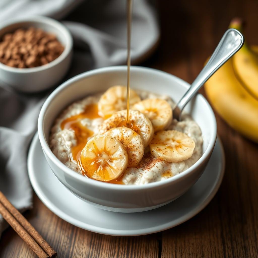 Maple Cinnamon Protein Oatmeal with Caramelized Bananas Maple Cinnamon Protein Oatmeal with Caramelized Bananas