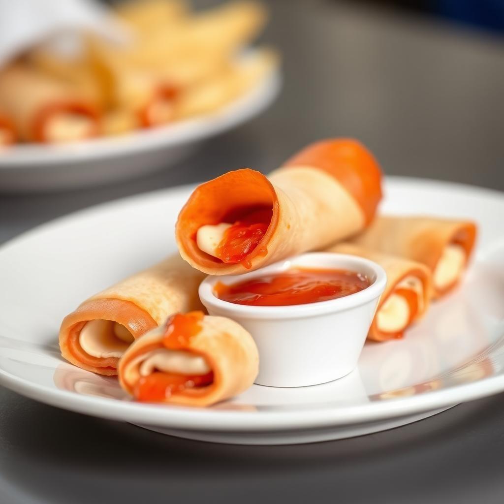 Pepperoni & Cheese Roll-Ups with Marinara Dip Pepperoni & Cheese Roll-Ups with Marinara Dip