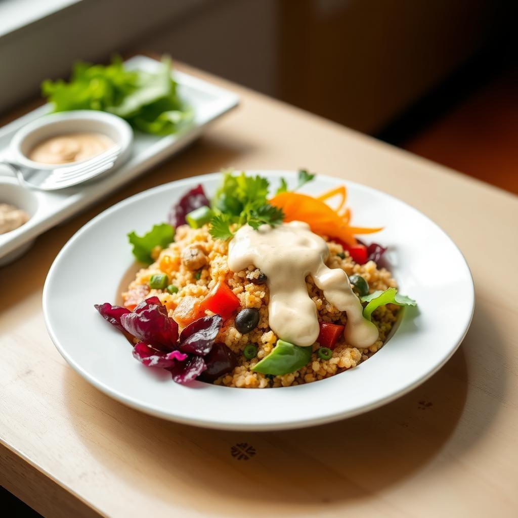 Quinoa Vegetable Power Bowl with Tahini Dressing Quinoa Vegetable Power Bowl with Tahini Dressing