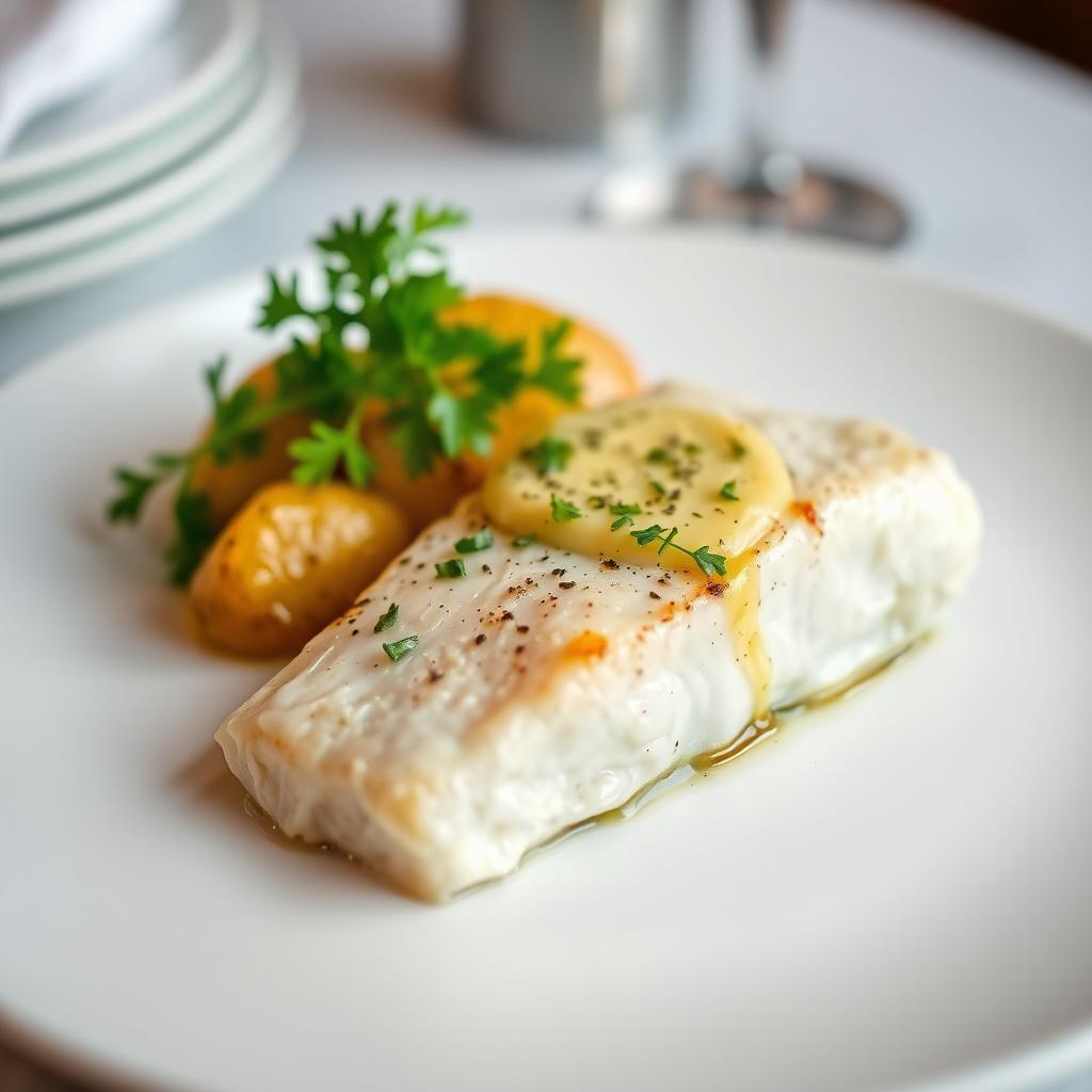 Baked Cod with Herb Butter and Roasted Potatoes