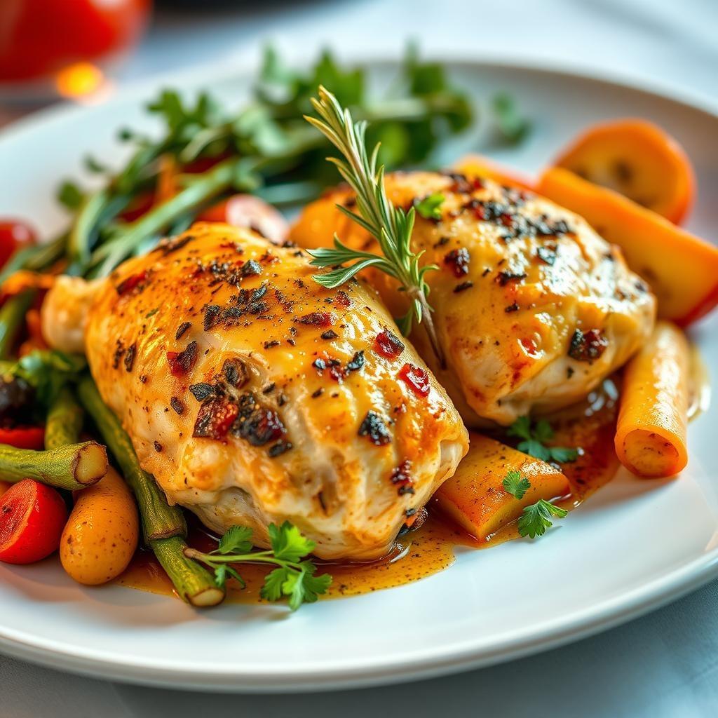 Herb-Roasted Chicken with Seasonal Vegetables Herb-Roasted Chicken with Seasonal Vegetables