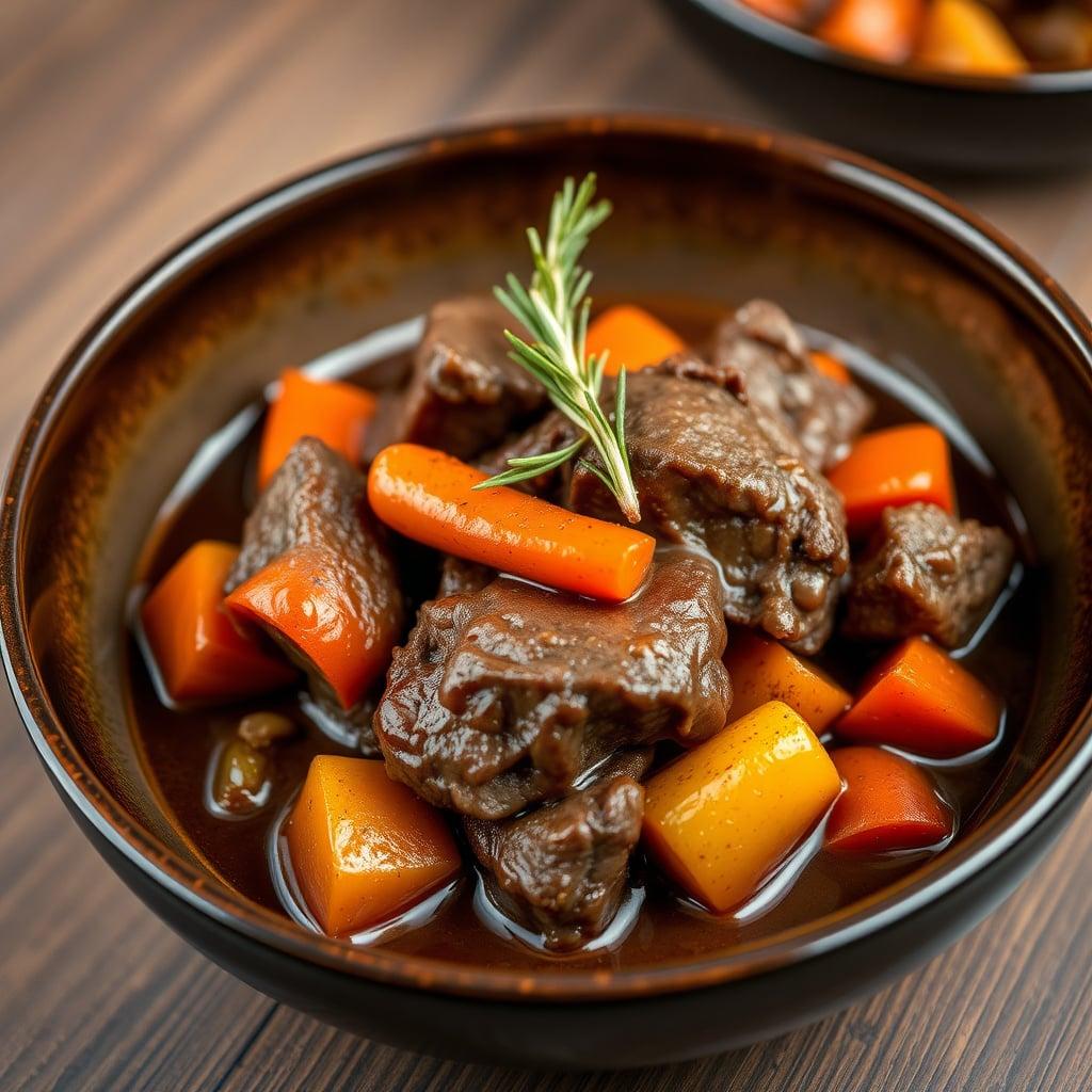 Pressure-Braised Chuck Roast with Root Vegetables and Rosemary Jus Pressure-Braised Chuck Roast with Root Vegetables and Rosemary Jus