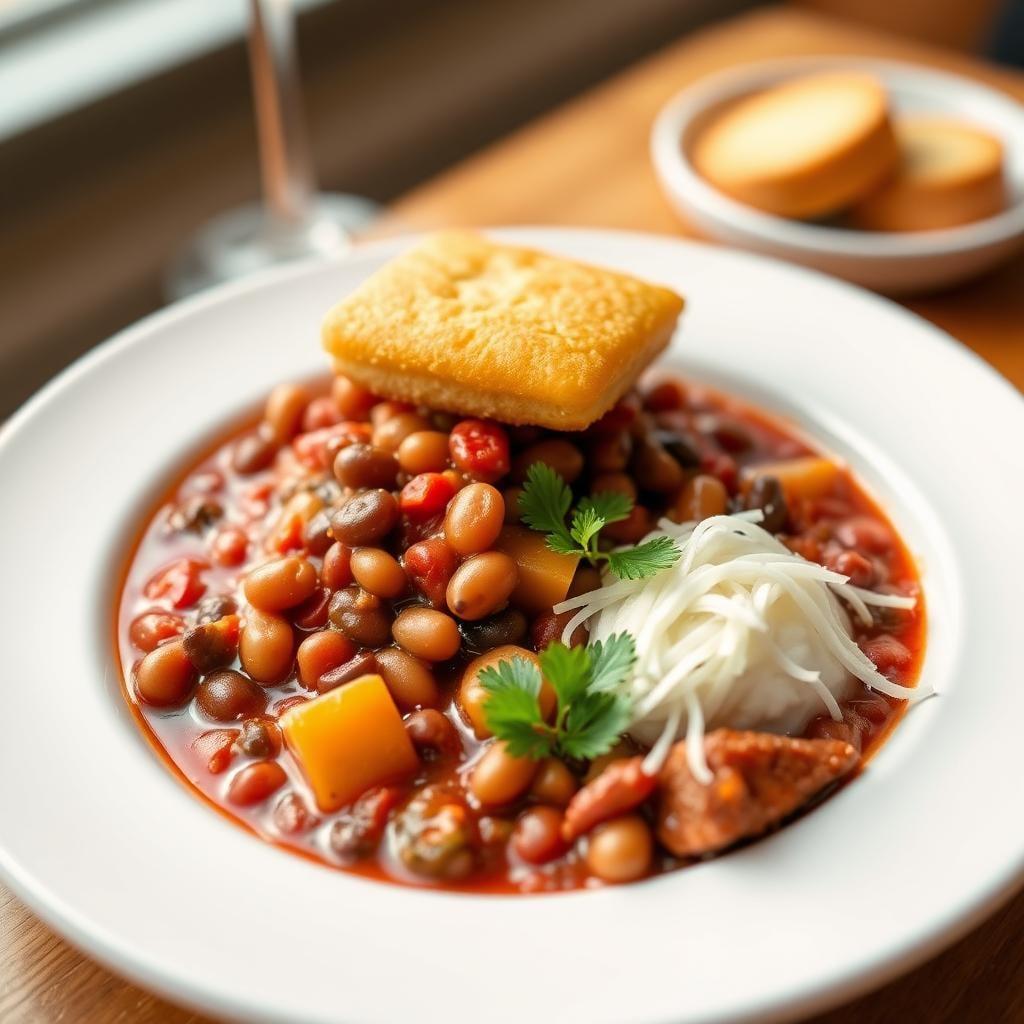 Three Bean Chili with Cornbread Topping Three Bean Chili with Cornbread Topping