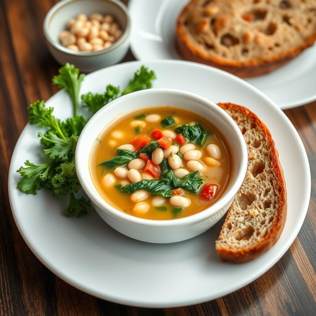 Tuscan White Bean & Kale Soup with Whole Grain Bread Tuscan White Bean & Kale Soup with Whole Grain Bread