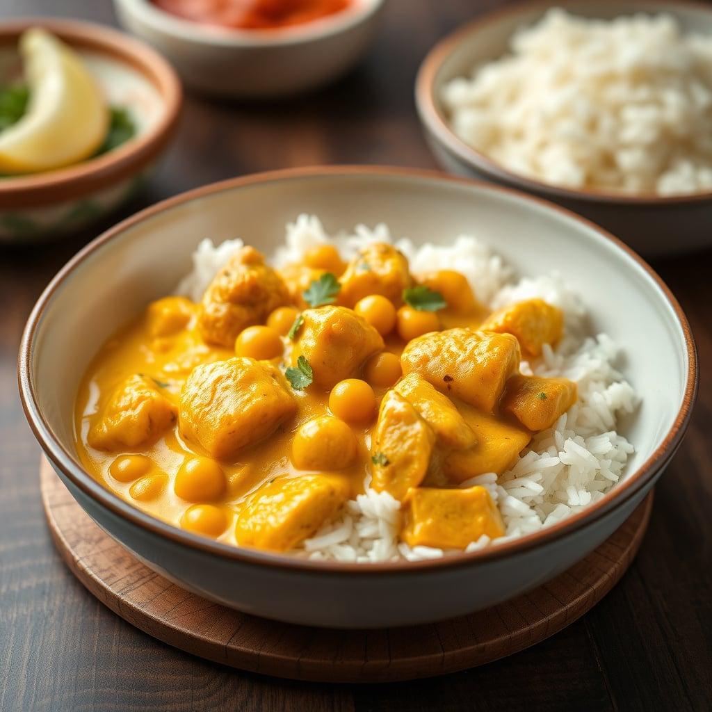 Coconut Chicken and Chickpea Curry with Fragrant Basmati Rice Coconut Chicken and Chickpea Curry with Fragrant Basmati Rice