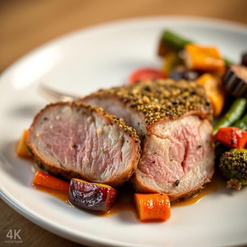 Herb-Crusted Pork Tenderloin with Roasted Vegetables Herb-Crusted Pork Tenderloin with Roasted Vegetables