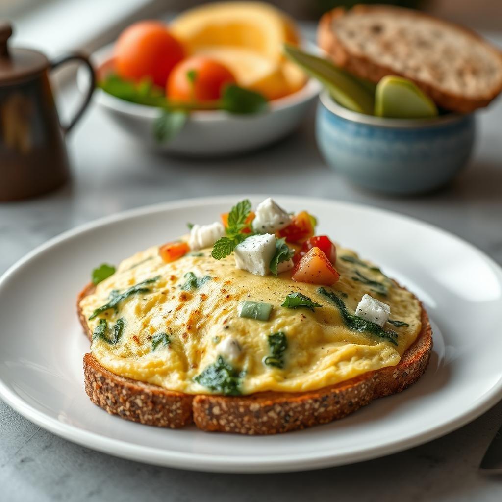 Spinach and Feta Omelette with Whole Grain Toast Spinach and Feta Omelette with Whole Grain Toast