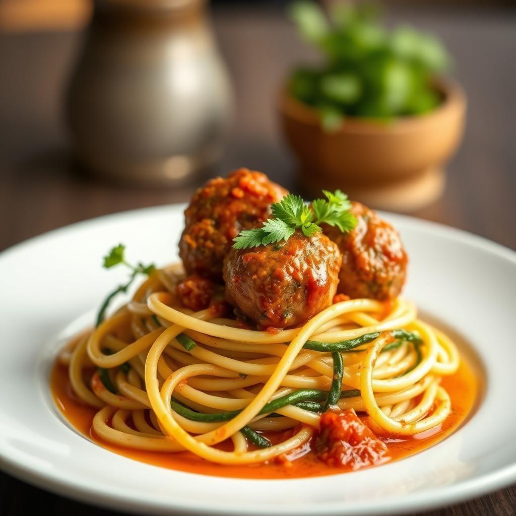 Spicy Chipotle Turkey Meatballs with Zucchini Noodles Spicy Chipotle Turkey Meatballs with Zucchini Noodles