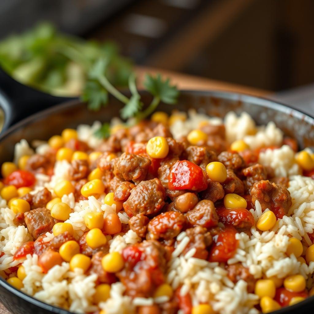 Skillet Beef & Corn Rice Skillet Beef & Corn Rice