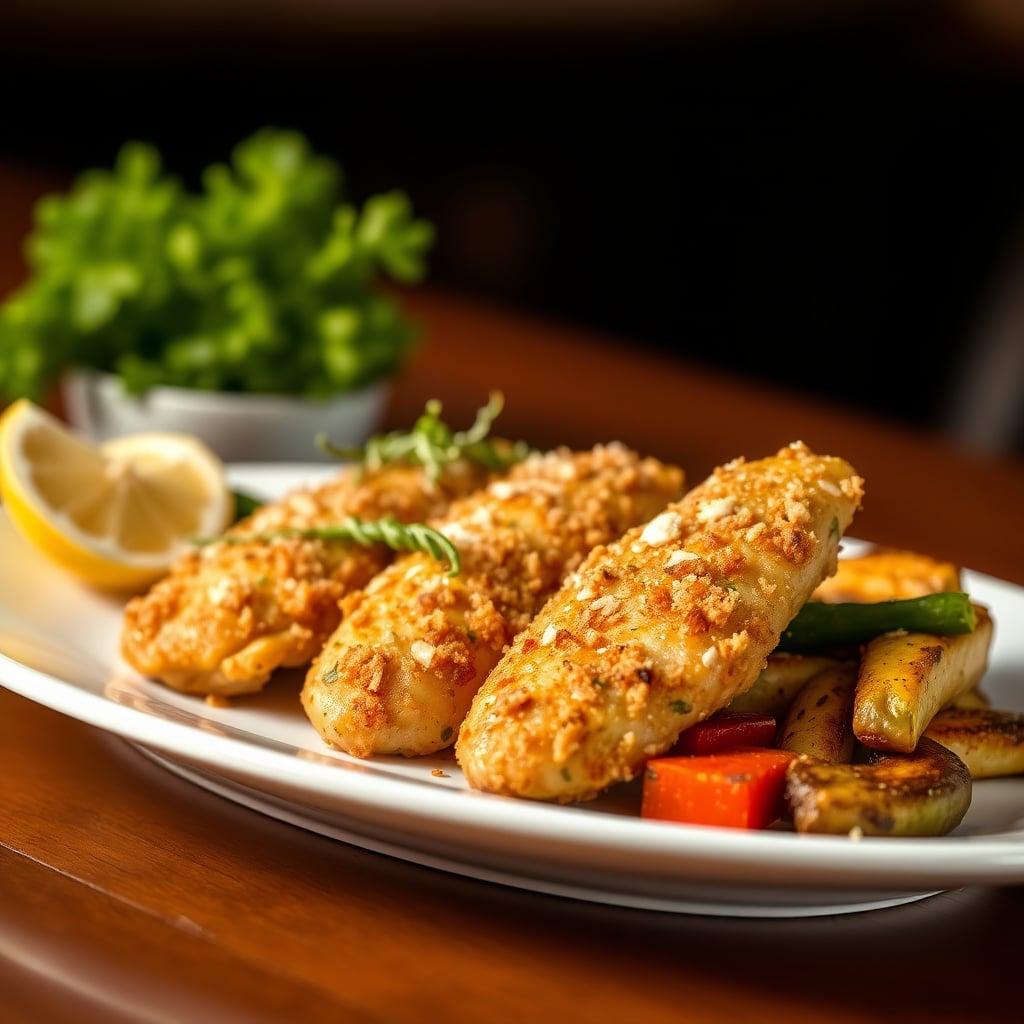 Baked Lemon Herb Chicken Tenders with Roasted Veggies