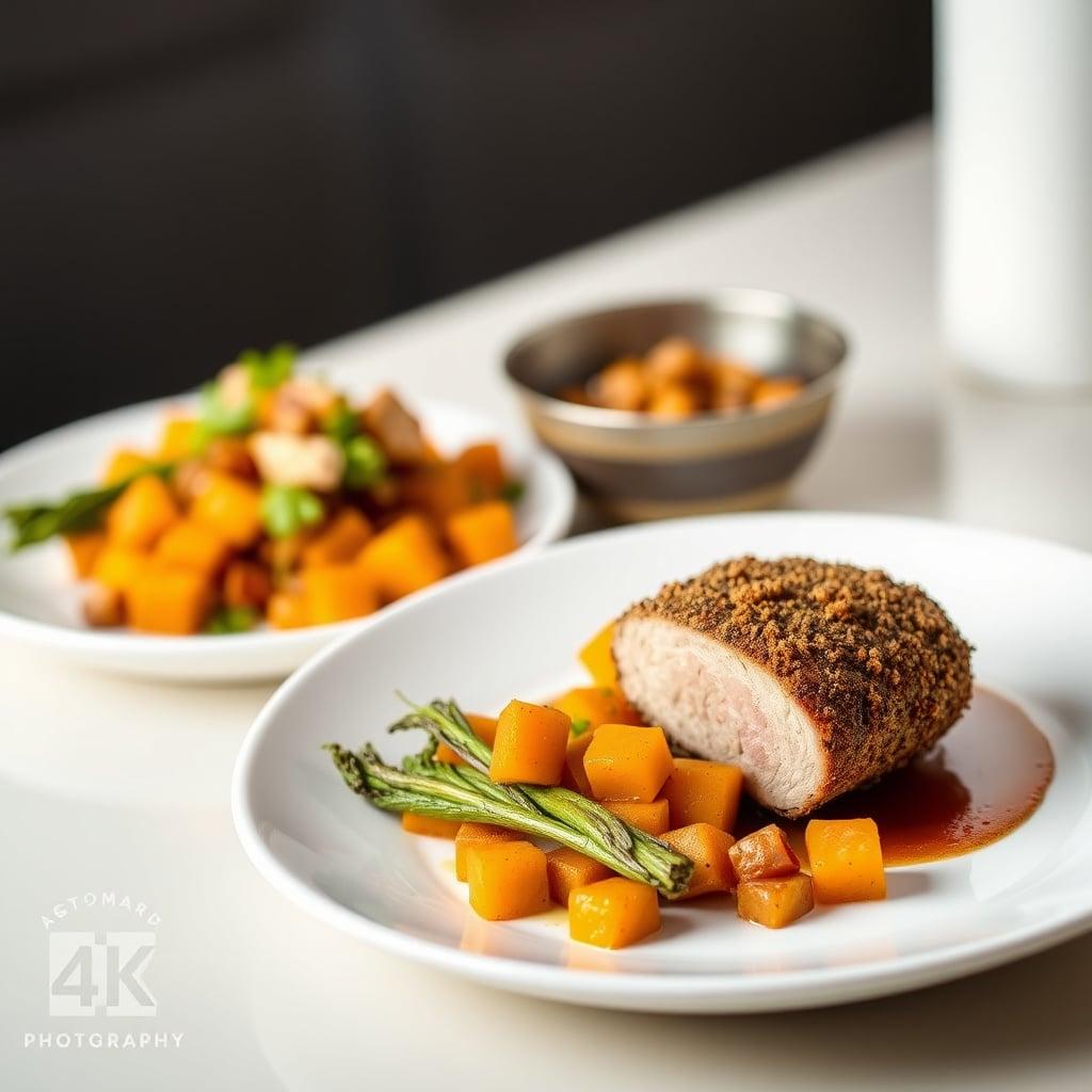Cumin-Crusted Pork Tenderloin with Warm Sweet Potato Salad & Charred Broccolini Cumin-Crusted Pork Tenderloin with Warm Sweet Potato Salad & Charred Broccolini