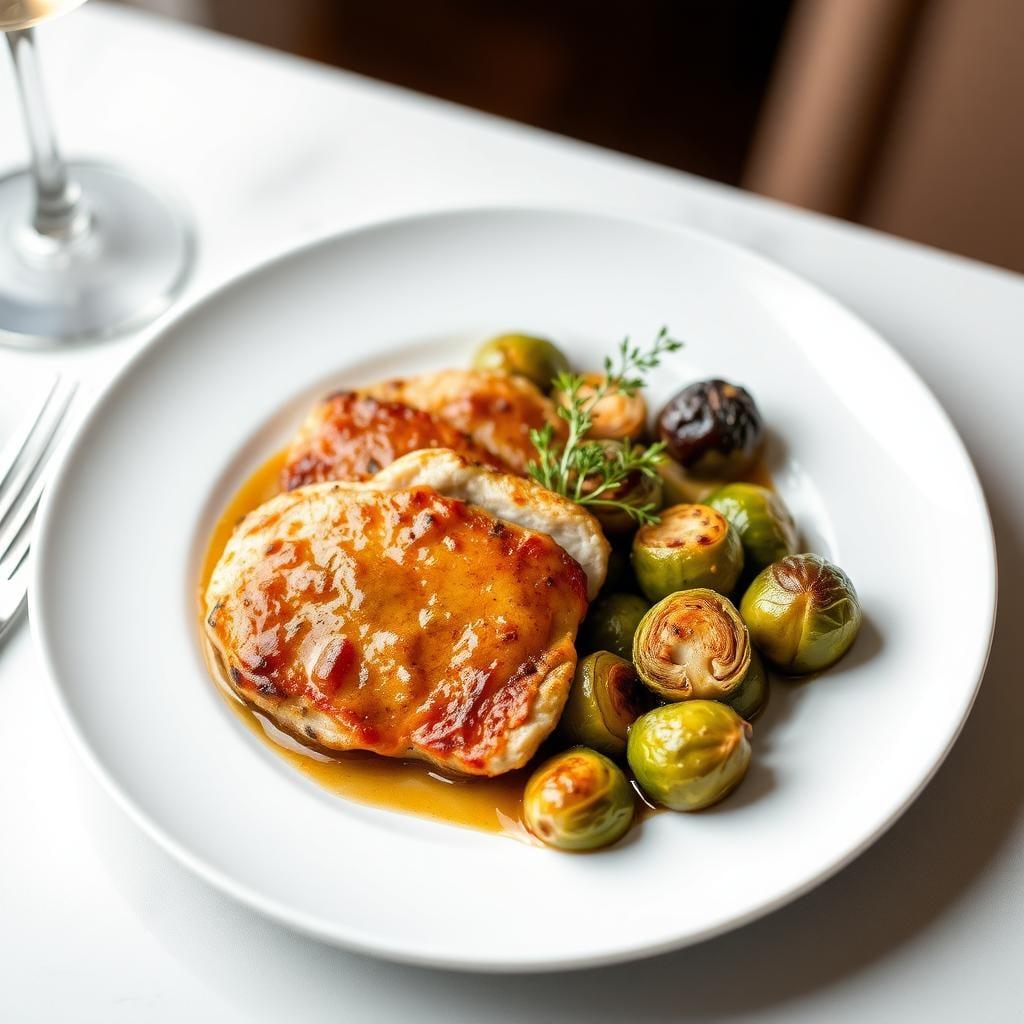 Mustard-Glazed Turkey Cutlets with Roasted Brussels Sprouts Mustard-Glazed Turkey Cutlets with Roasted Brussels Sprouts