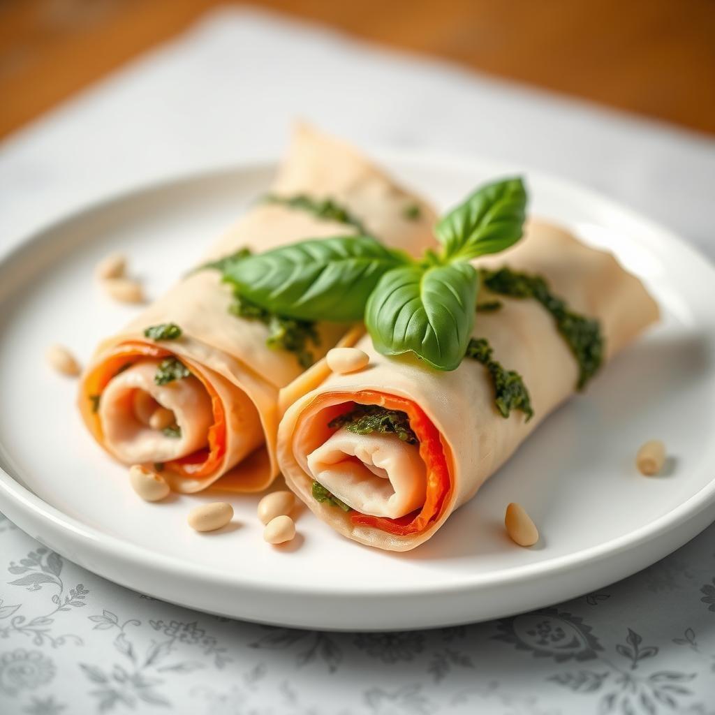 Turkey and Vegetable Roll-Ups with Dairy-Free Pesto Turkey and Vegetable Roll-Ups with Dairy-Free Pesto