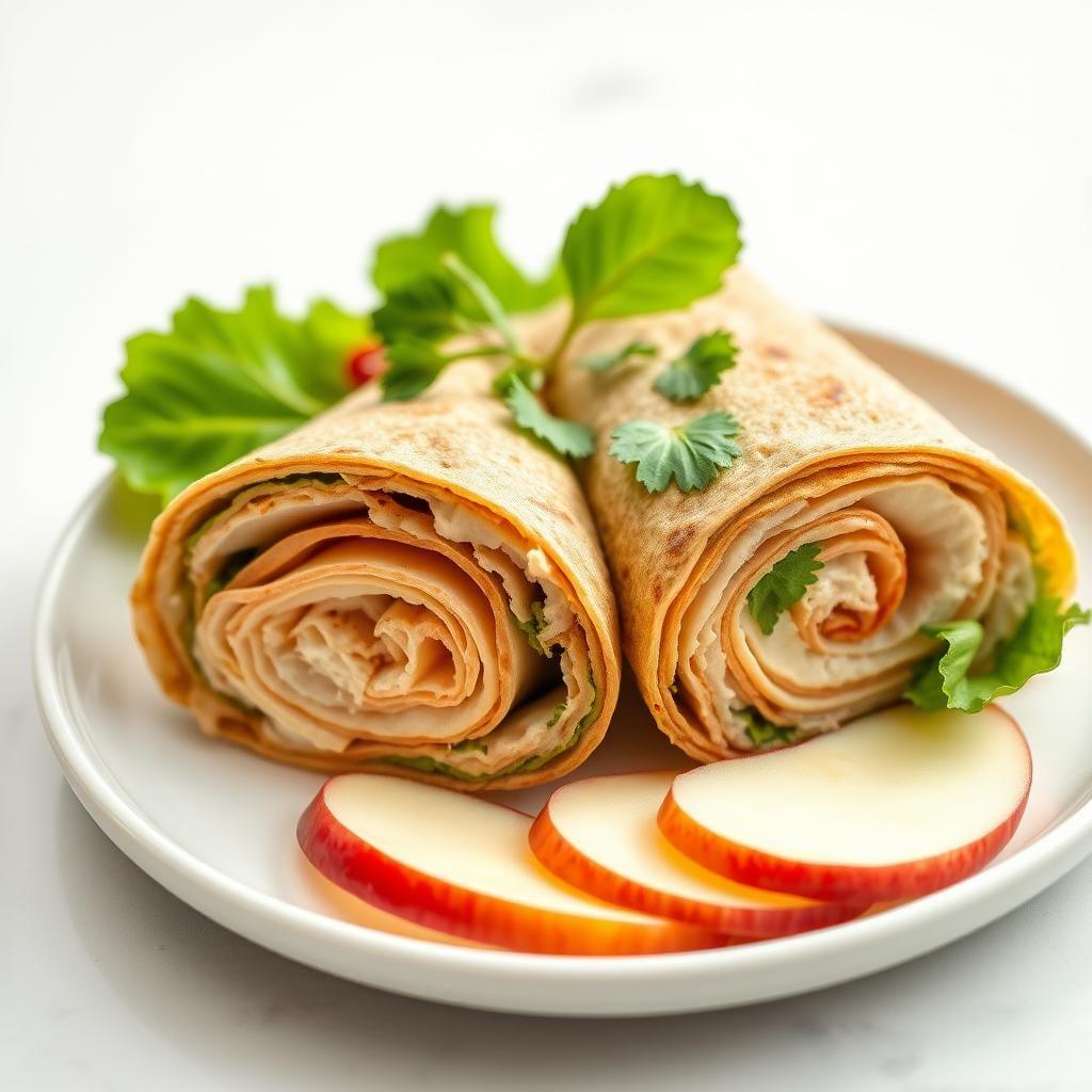 Turkey and Cheese Wrap with Apple Slices Turkey and Cheese Wrap with Apple Slices