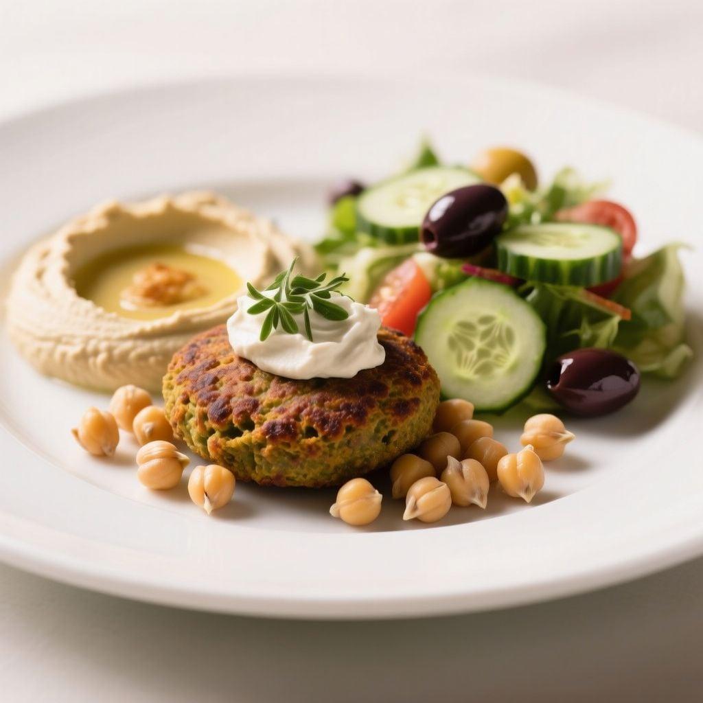 Herb-Packed Baked Falafel with Whipped Hummus & Olive-Cucumber Salad Herb-Packed Baked Falafel with Whipped Hummus & Olive-Cucumber Salad