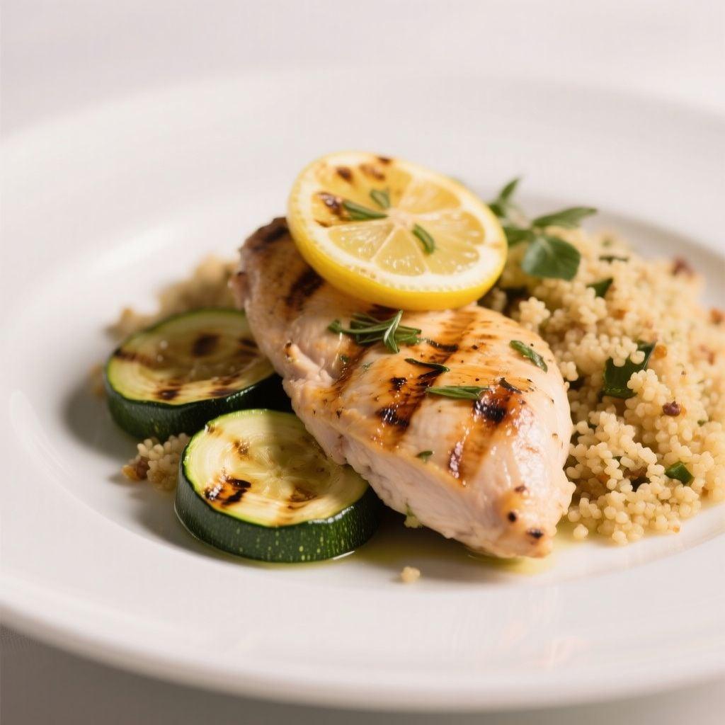 Grilled Lemon-Herb Chicken with Zucchini and Couscous Grilled Lemon-Herb Chicken with Zucchini and Couscous