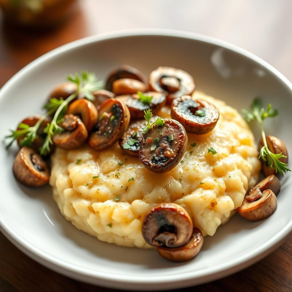 Savory Breakfast Polenta Bowl with Sautéed Mushrooms & Herbs Savory Breakfast Polenta Bowl with Sautéed Mushrooms & Herbs