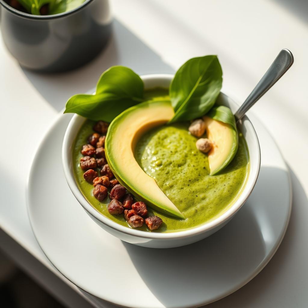 Avocado and Spinach Green Smoothie Bowl