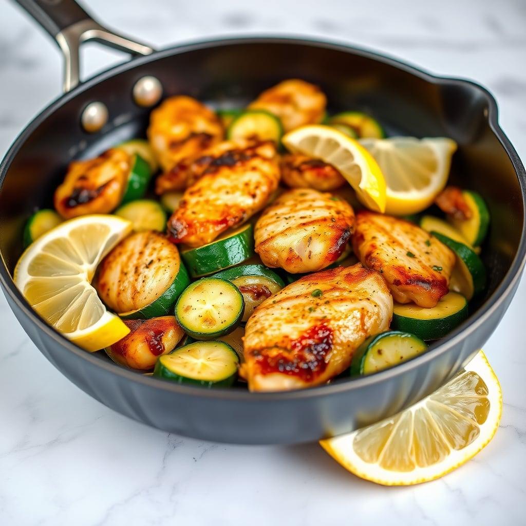 Pan-Seared Lemon Garlic Chicken with Zucchini Pan-Seared Lemon Garlic Chicken with Zucchini