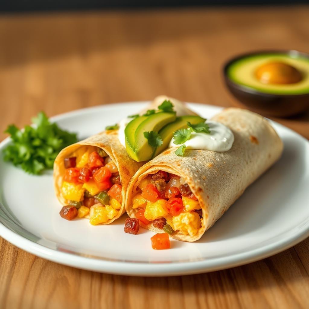 Southwest Breakfast Burritos with Avocado Crema Southwest Breakfast Burritos with Avocado Crema