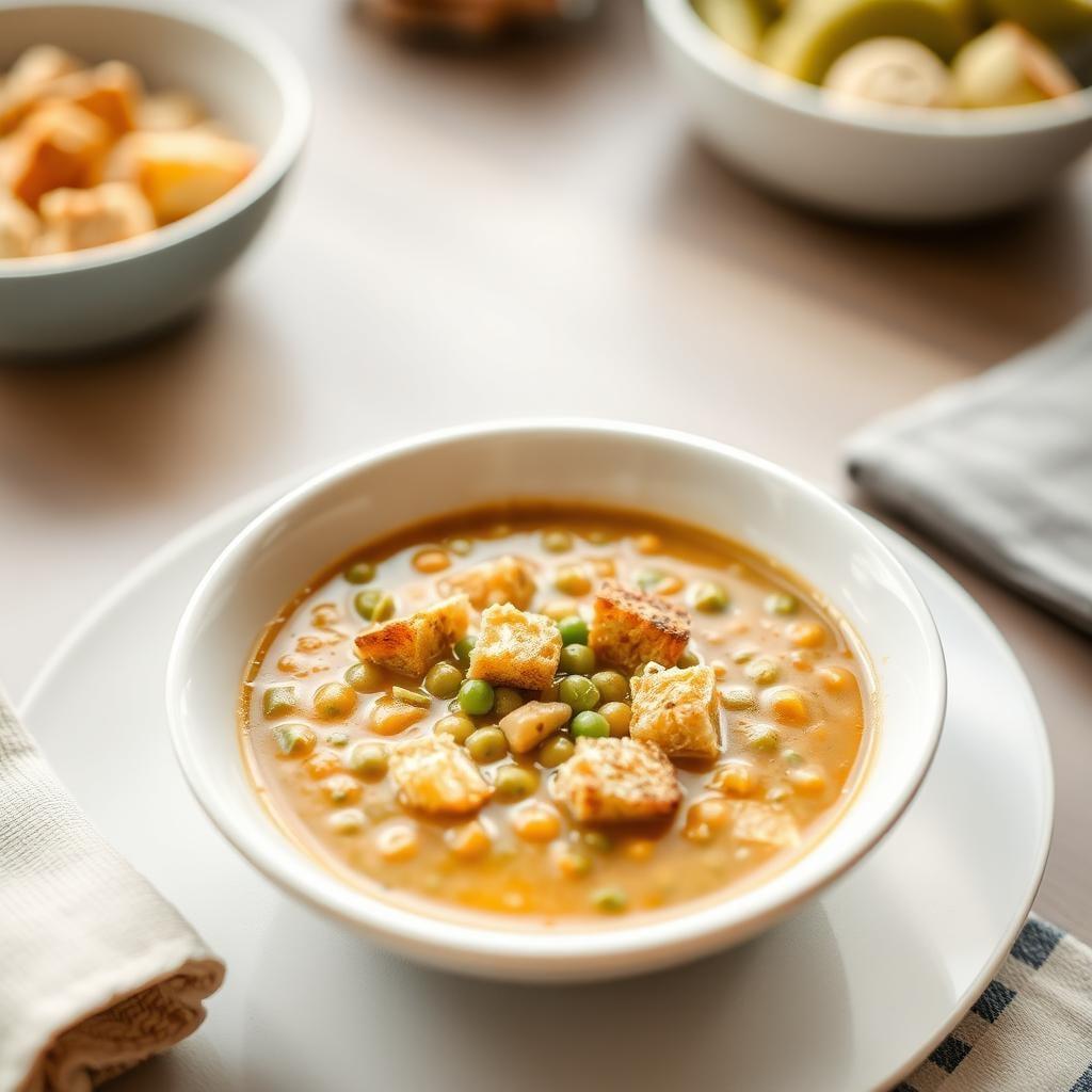 Hearty Split Pea Soup with Whole Grain Croutons Hearty Split Pea Soup with Whole Grain Croutons
