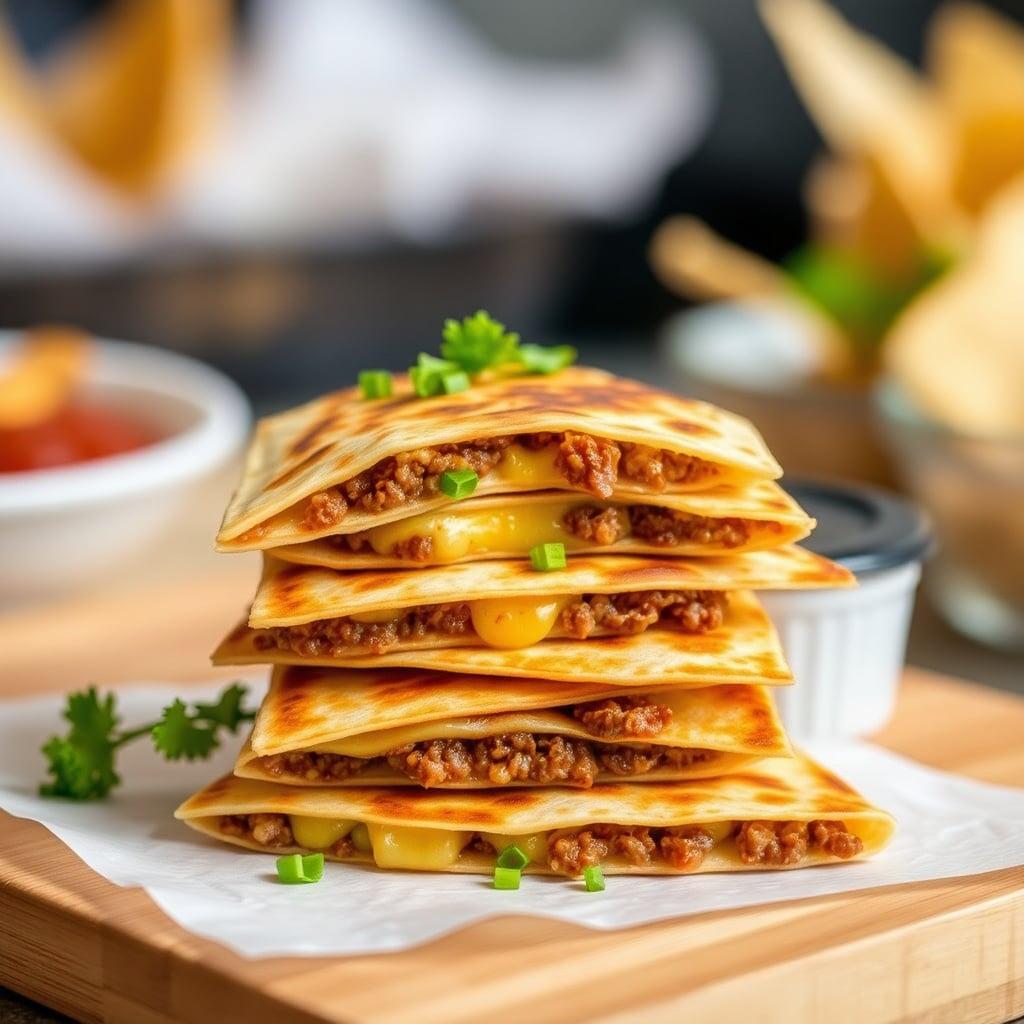 Batch-Prepped Beef and Cheddar Mini Quesadillas