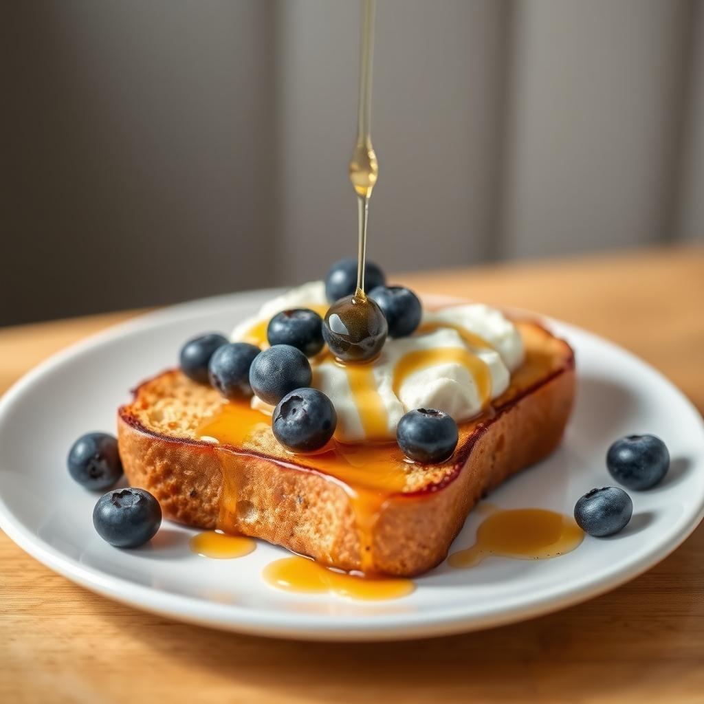 Blueberry Ricotta Breakfast Toast with Honey Drizzle