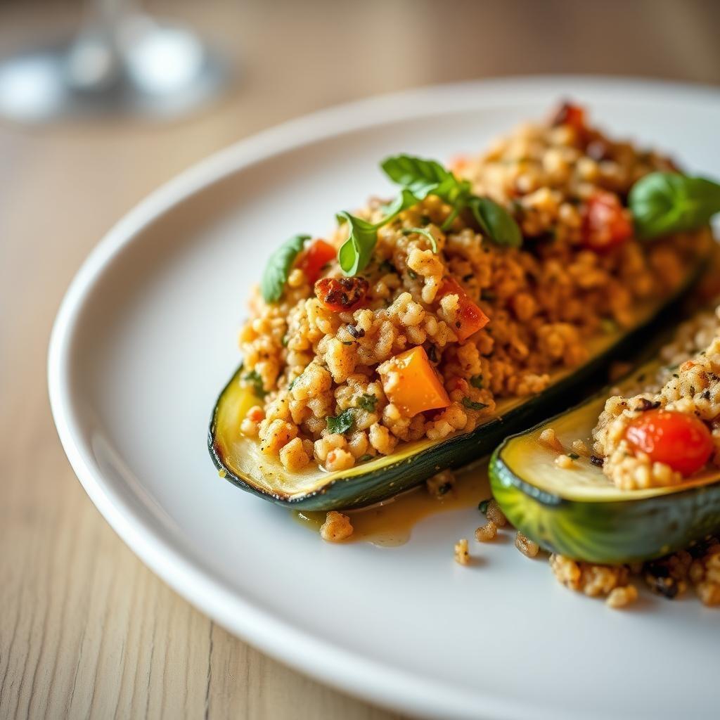 Tuscan Stuffed Zucchini Boats with Herbed Quinoa Tuscan Stuffed Zucchini Boats with Herbed Quinoa